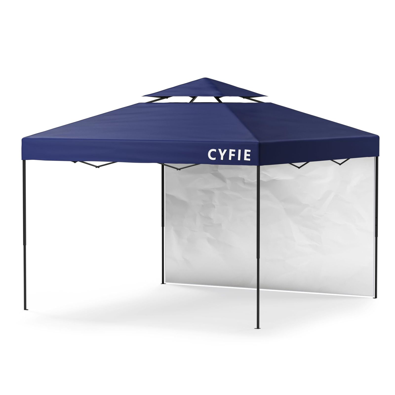 新品 CYFIE タープテント 3x3m サイドシート1枚付属 風抜けベンチレーション uvカット＆高耐水加工 高さ3段階調節 日よけ 遮熱 スチール製フレーム 組立て簡単 アウトドア キャンプ 運動会 公園 防災砂袋・ペグ・収納ケース付 ブルー