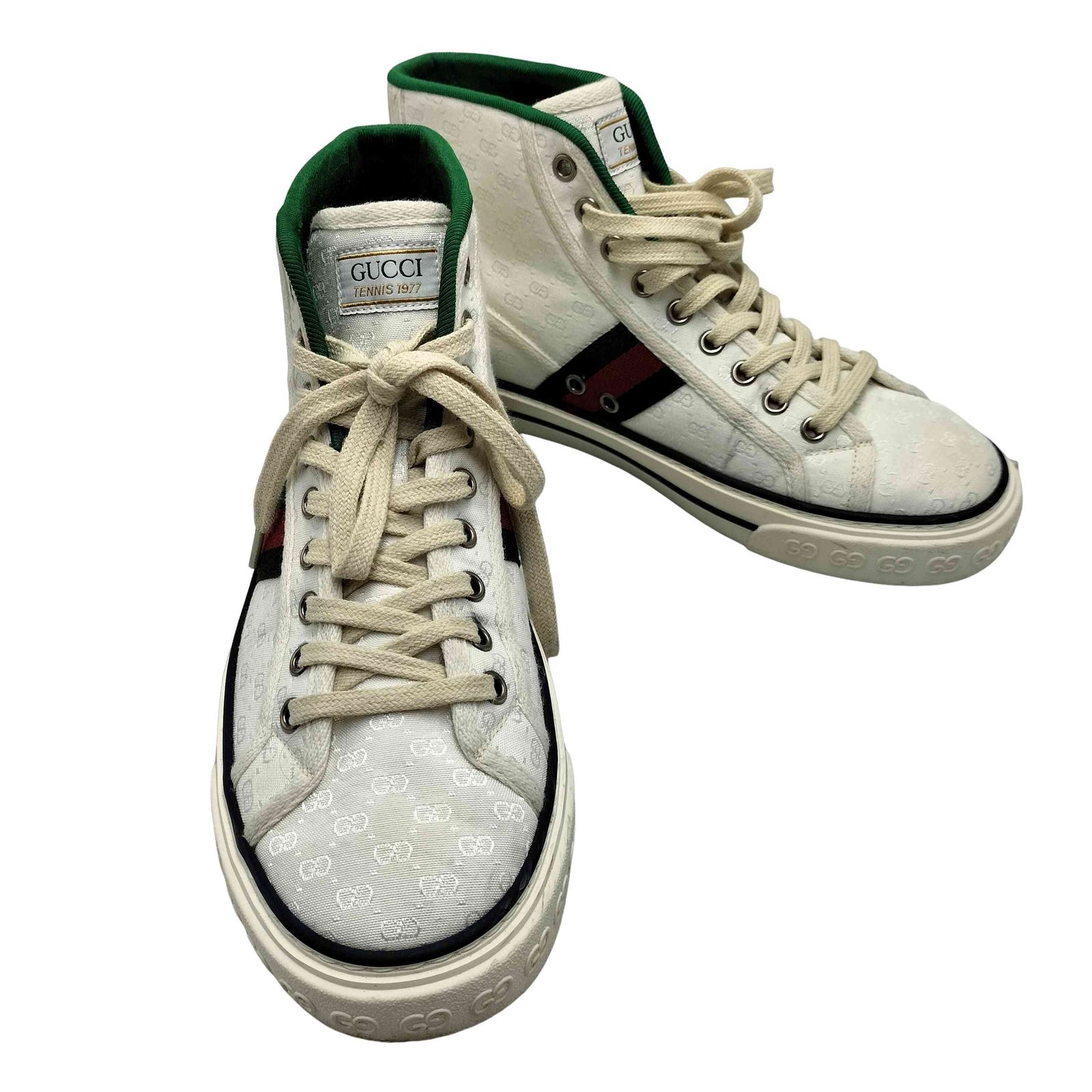 グッチ GUCCI TENNIS テニス1977 GG柄 シェリーライン ハイカット スニーカー レディース 5 2/1