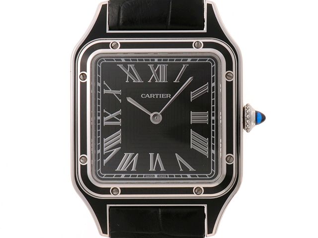 CARTIER カルティエ ウォッチ サントス デュモン LM 時計 WSSA0046 腕時計 ステンレススチール/アリゲーター ブラック文字盤 手巻き メンズ【中古】【472】TS