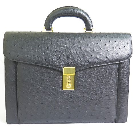 美品【オーストリッチ本革】ビジネスバッグ　ゴールド金具　ブラック 楽天市場】【10％クーポン】オーストリッチ メンズ 父の日 バッグ 32cm