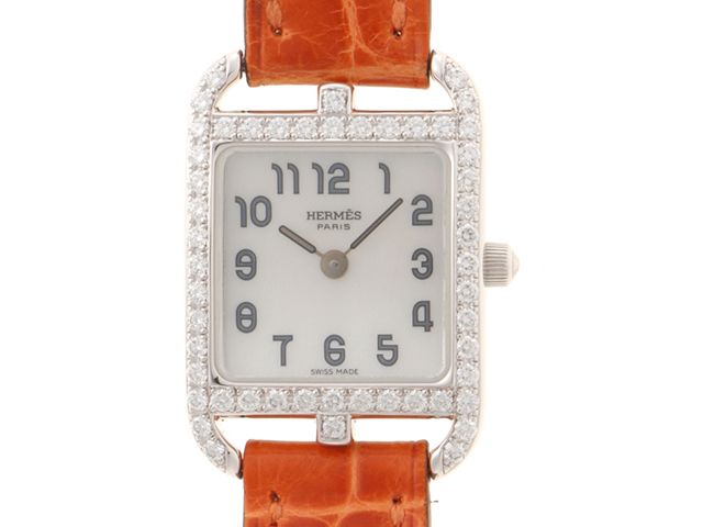HERMES エルメス ウォッチ ケープコッド ミニ 時計 CC1.192 腕時計 本革 ホワイト クオーツ レディース【中古】