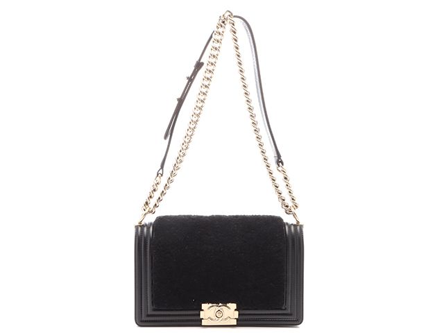 CHANEL シャネル バッグ ボーイシャネル25 チェーンショルダー ブラック/GP レザー/ボア ﾊﾞｯｸﾞ ショルダーバッグ レザー/ボア ブラック/GP ブラック レディース【中古】