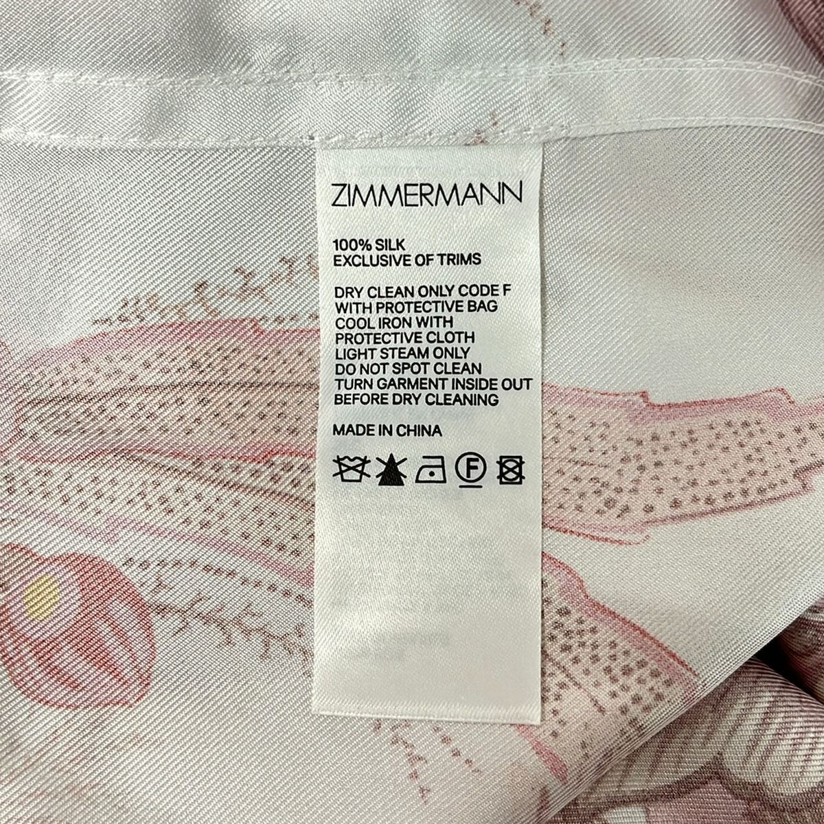 Zimmermann(ジマーマン) 長袖シャツブラウス サイズ0 XS レディース美品 - 白×ボルドー×ピンク シルク/花柄