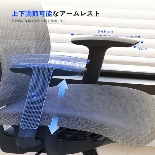 FLEXISPOT オフィスチェア デスクチェア OC3 多機能調節 シンクロロッキング 3段階固定 メッシュ素材 2Dヘッドレスト アームレスト ランバーサポート 静音キャスター コートラック付き（グレー（メッシュ））ｍａ