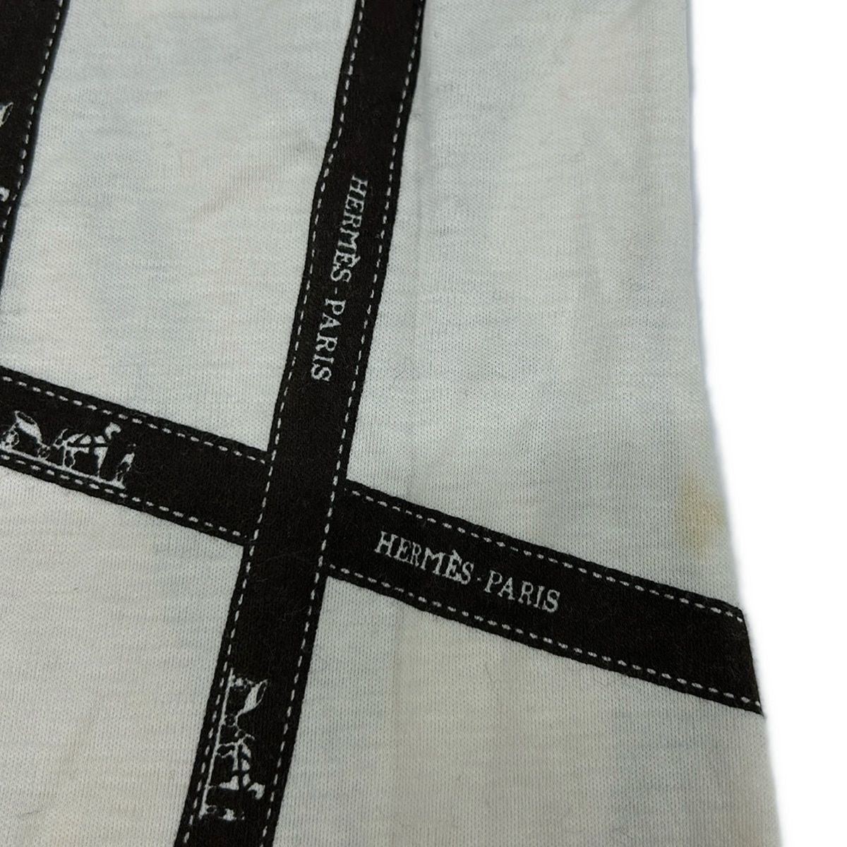 HERMES(エルメス) 長袖Tシャツ サイズL レディース - アイボリー×ダークブラウン クルーネック/ボルデュックリボン柄