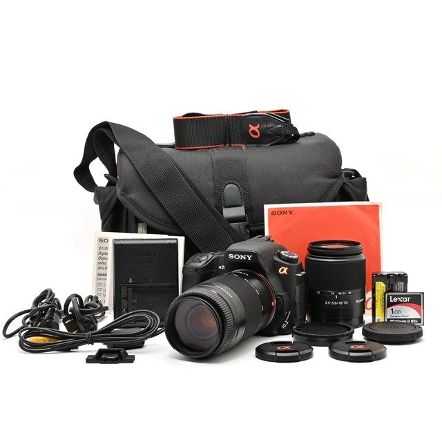 ＜良品＞ SONY α200 ダブルズームキット DSLR-A200W ブラック｜デジタル一眼レフカメラ｜Wズームレンズキット｜動作良好｜外観非常に綺麗｜CFカード付属｜安心の実用モデル