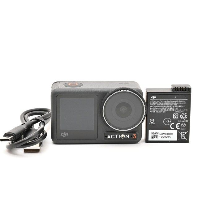 ＜良品＞ DJI Osmo Action 3 スタンダードコンボ｜アクションカメラ｜4K動画対応｜動作良好｜外観きれい｜USB端子カバー欠損あり｜実用品として安心のコンディション