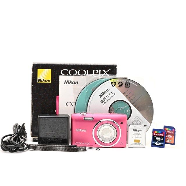 <並品> Nikon COOLPIX S3500 ストロベリーピンク S3500PK|光学7倍ズーム|2005万画素|コンパクトデジタルカメラ|動作良好|バッテリー室蓋に隙間あり|元箱・SDカード付属