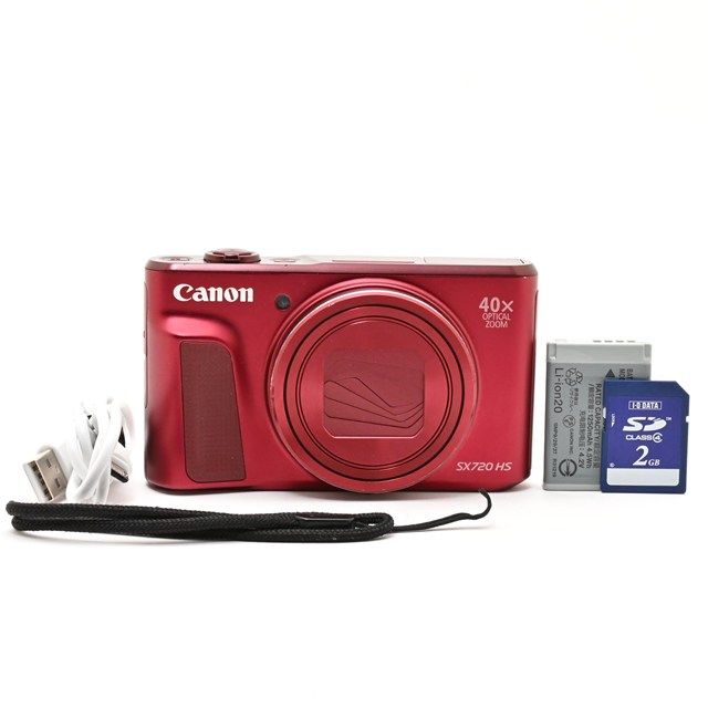 <並品> Canon PowerShot SX720 HS レッド|コンパクトデジタルカメラ|高倍率ズーム|動作良好|実用品|外観使用感あり|液晶小傷あり|2GB SDカード付属
