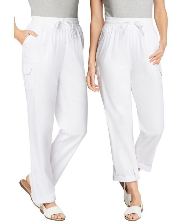 ウーマン ウィズイン レディース ボトムス カジュアルパンツ カーゴパンツ キャップ Woman Within Womens Within Convertible Length Cargo PantCapri White ホワイト