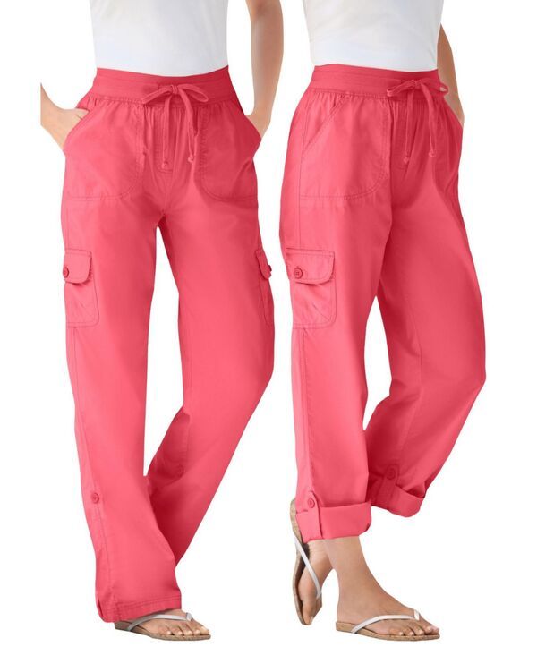 ウーマン ウィズイン レディース ボトムス カジュアルパンツ カーゴパンツ キャップ Woman Within Womens Within Convertible Length Cargo PantCapri Sweet coral コーラル