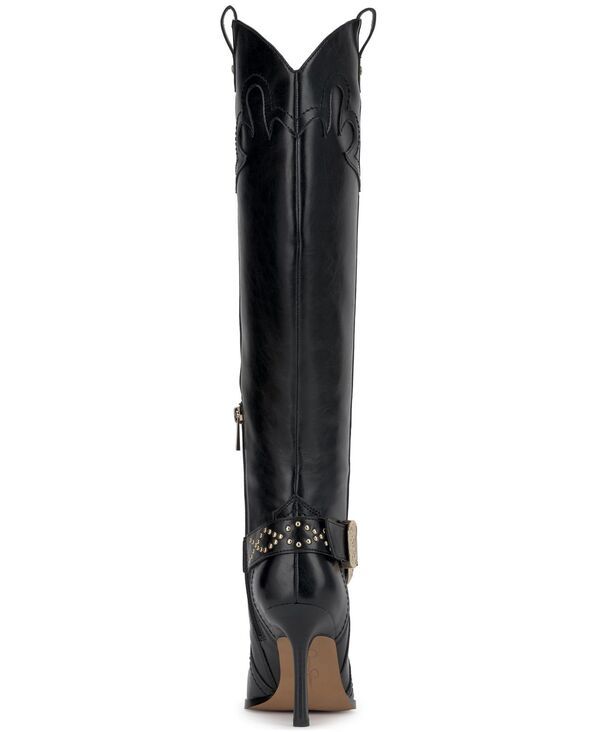 ジェシカシンプソン レディース シューズ ブーツ・レインブーツ トール ブーツ Jessica Simpson Womens Kenzin Tall Western Buckle Dress Boots Black Smooth Leather ブラック