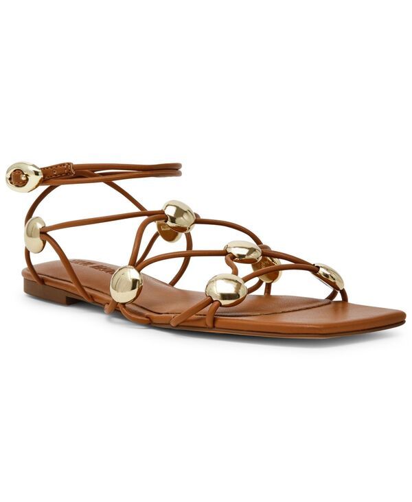 スティーブ マデン レディース シューズ サンダル Steve Madden Womens Tides Studded Strappy Flat Sandals CognacGold ゴールド