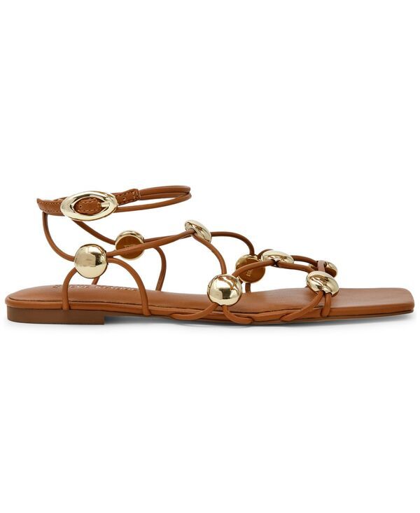スティーブ マデン レディース シューズ サンダル Steve Madden Womens Tides Studded Strappy Flat Sandals CognacGold ゴールド