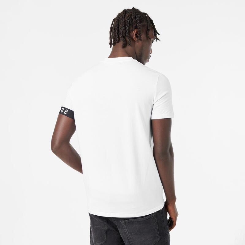 ディースクエアード メンズ トップス Tシャツ スリムフィット ロゴ DSquared2 Mens DSQ Band Logo Slim FitShirt White ホワイト