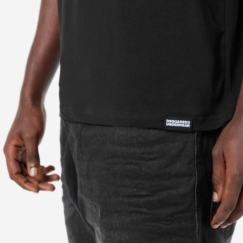 ディースクエアード メンズ トップス Tシャツ スリムフィット ロゴ DSquared2 Mens DSQ Band Logo Slim FitShirt Black ブラック