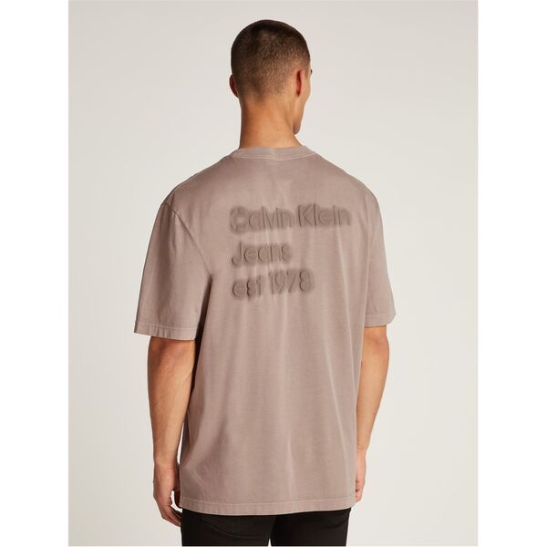 カルバンクライン メンズ トップス Tシャツ プリント Calvin Klein Jeans WASHED PUFF PRINT TEE Taupe Grey グレー