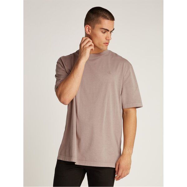 カルバンクライン メンズ トップス Tシャツ プリント Calvin Klein Jeans WASHED PUFF PRINT TEE Taupe Grey グレー