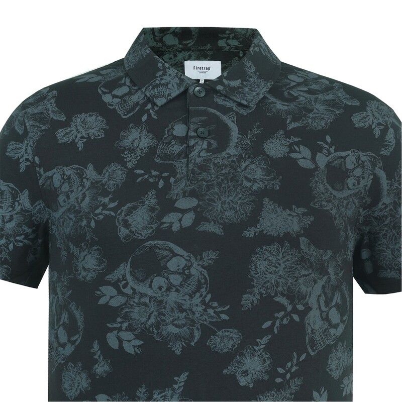 ファイヤートラップ メンズ トップス ポロシャツ Firetrap AOP Polo Sn43 Black ブラック ファイヤートラップ メンズ トップス ポロシャツ Firetrap AOP Polo Sn43 Black ブラック