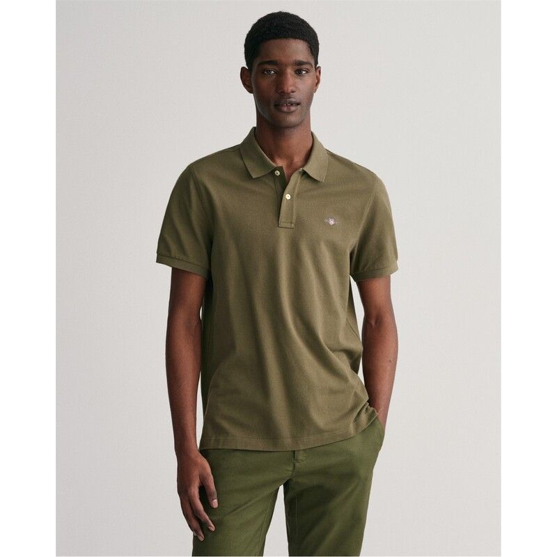 ガント メンズ トップス ポロシャツ Gant REG SHIELD SS PIQUE POLO Juniper Green グリーン