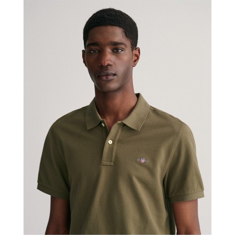 ガント メンズ トップス ポロシャツ Gant REG SHIELD SS PIQUE POLO Juniper Green グリーン