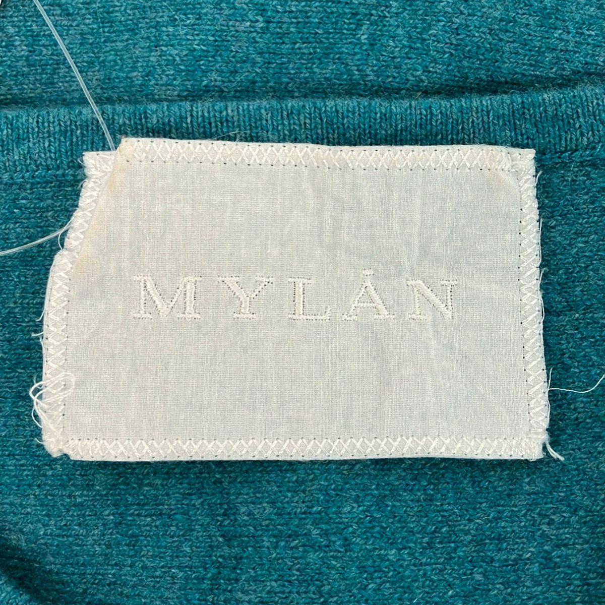 MYLAN(マイラン) 長袖セーター レディース - ブルーグリーン Vネック/ミラノリブ/カシミヤ混/Aライン/バックテール