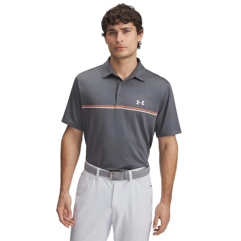 アンダーアーマー メンズ トップス ポロシャツ 半袖 Under Armour Stripe ShortSleeve Performance Polo Shirt Grey グレー