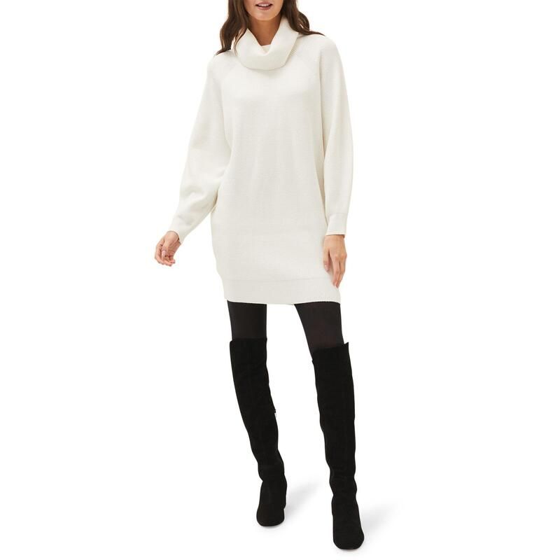 フェイズ・エイト レディース トップス ワンピース リブ Phaseight Nisha Ribbed Cowl Neck Dress Winter White ホワイト