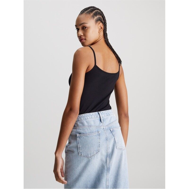カルバンクライン レディース トップス タンクトップ ロゴ Calvin Klein Jeans Monologo Strappy Tank Top Ck Black ブラック