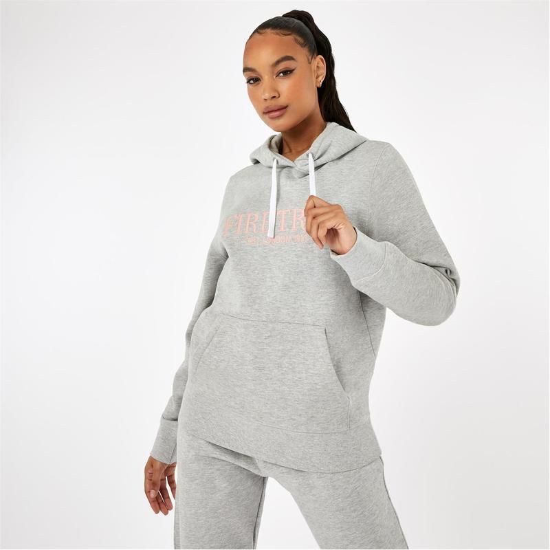 ファイヤートラップ レディース アウター パーカー・スウェット ロゴ パーカー Firetrap Large Logo Hoodie Grey Marl グレー