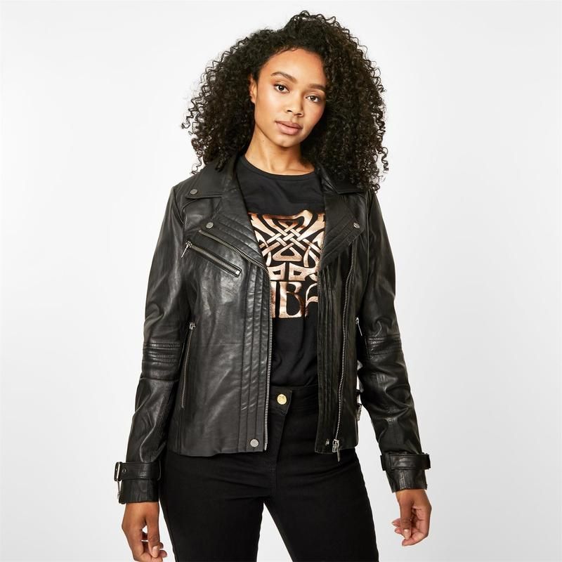 ビバ レディース アウター ジャケット・ブルゾン レザー ジャケット BIBA Leather Biker Jacket Black ブラック