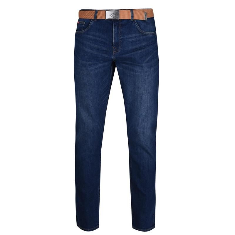 レークーパー メンズ ボトムス デニムパンツ ジーンズ Lee Cooper Belted Jeans Mens Dark Wash