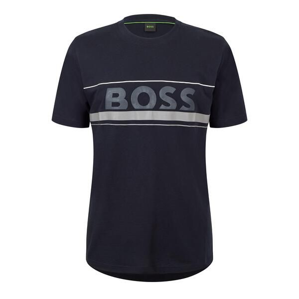 ボス メンズ トップス Tシャツ ロゴ Boss Mens HBG Zone Signature Logo TShirt Dark Blue ブルー