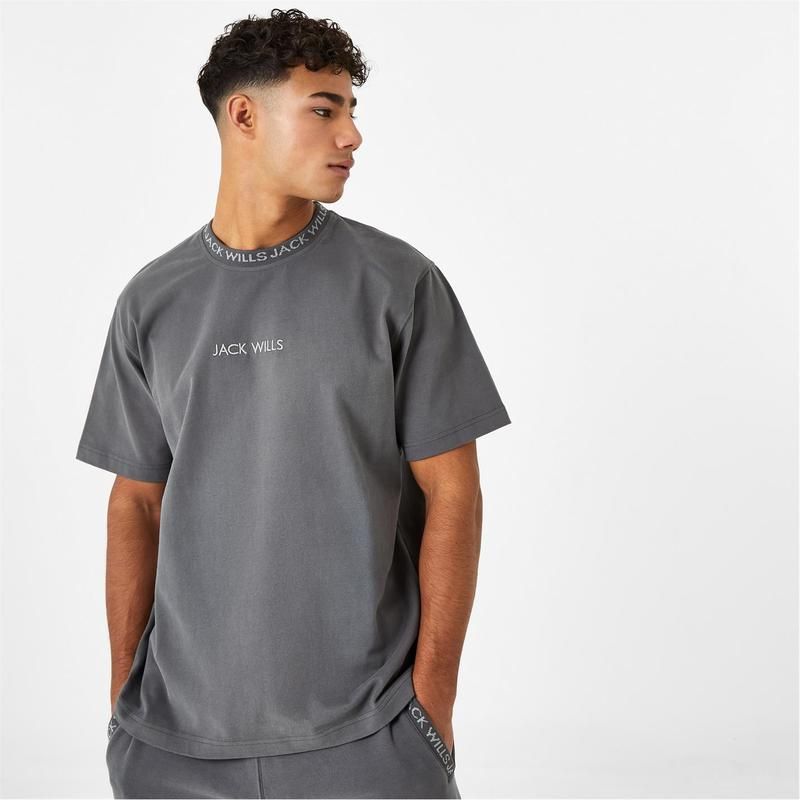 ジャック ウィルス メンズ トップス Tシャツ Jack Wills Jacquard TShirt Slate スレート