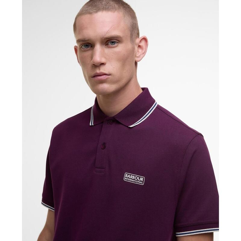 バブアー メンズ トップス ポロシャツ Barbour International Mens Tipped Short Sleeve Polo Shirt Pot Merlot PU99
