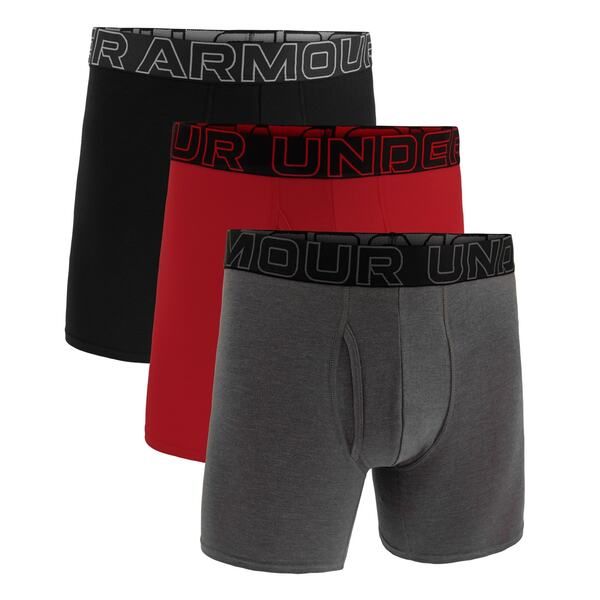 アンダーアーマー メンズ アンダーウェア ボクサーパンツ コットン Under Armour Cotton 6In 3Pk Sn00 BlkRedGry レッド