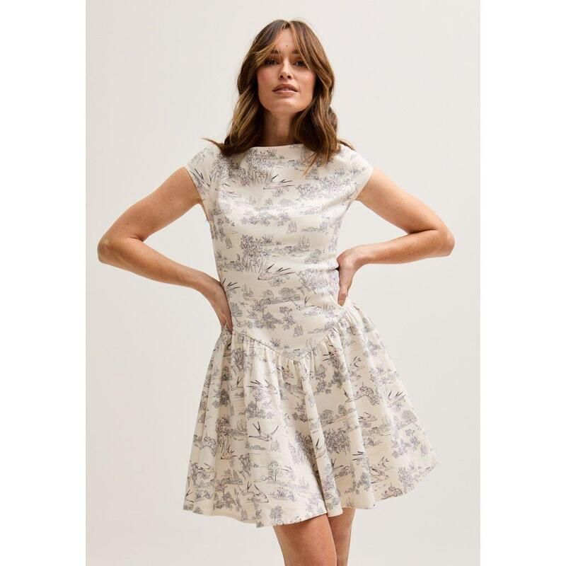 リリーアンドライオネル レディース トップス ワンピース プリント ミニ Lily and Lionel Heidy Corset Inspired Josephine Print Mini Dress In Cream Ecru エクリュ