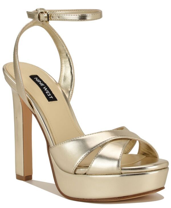 ナインウェスト レディース シューズ サンダル プラットフォーム Nine West Womens Wilda CrissCross High Stiletto Platform Sandals Gold ゴールド