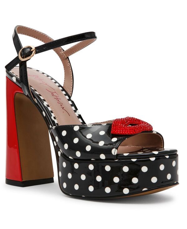 ベッツィジョンソン レディース シューズ サンダル プラットフォーム Betsey Johnson Womens Allyson Lips Platform Dressandals BlackWhite Polka Dot Multi ホワイト