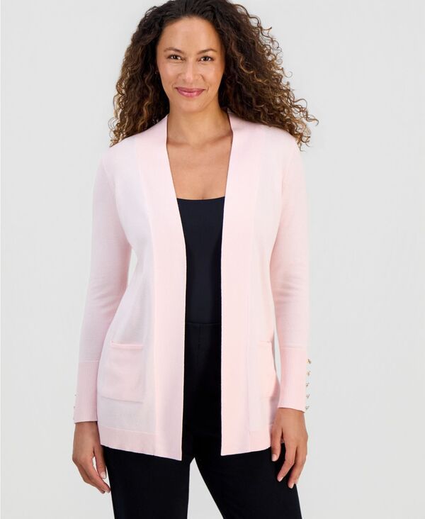 ジェイエムコレクション レディース アウター ニット・セーター カーディガン JM Collection Womens ButtonSleeve Flyaway Cardigan Fiji Pink ピンク