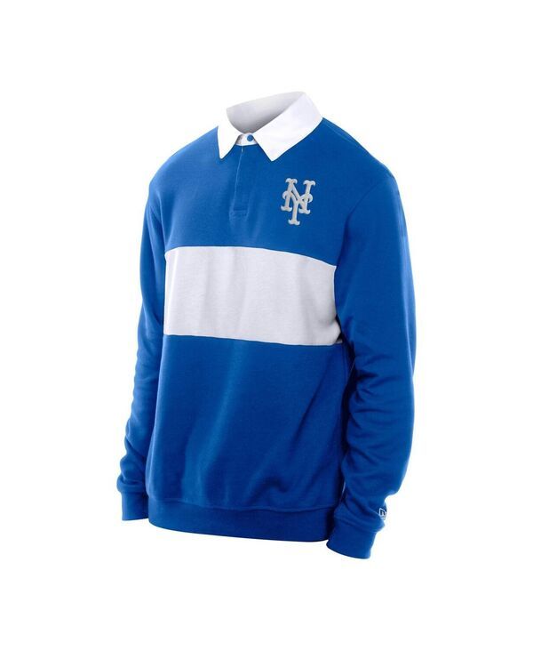 ニューエラ メンズ トップス ポロシャツ New Era Mens Royal New York Mets Throwback Prep Color Block Rugby Polo Shirt Royal