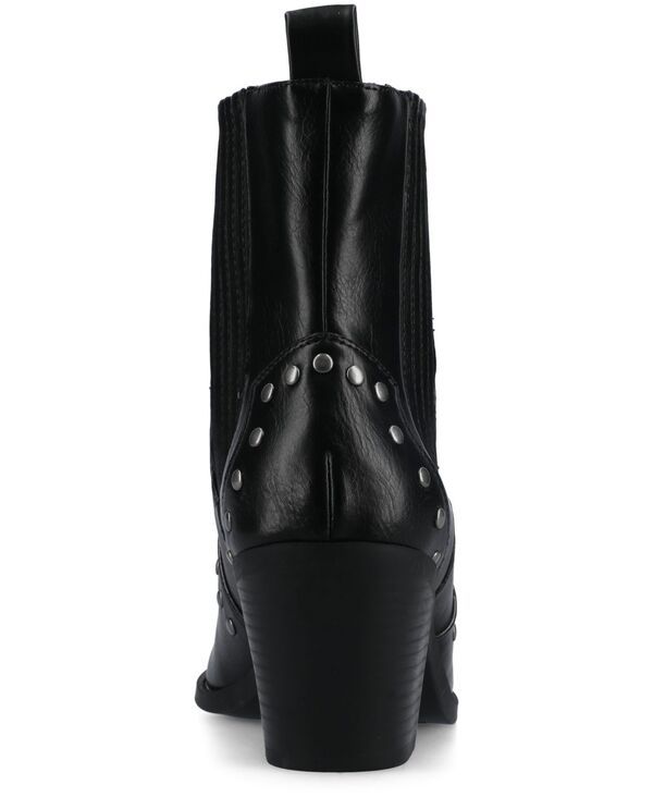 ジュルネ コレクション レディース シューズ ブーツ・レインブーツ アンクル ブーツ Journee Collection Womens Braylee Western Studded Ankle Booties Black ブラック
