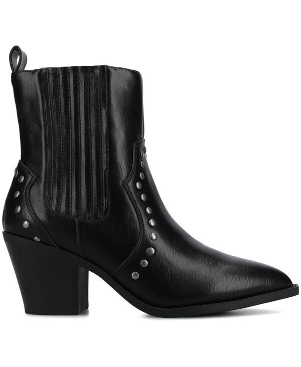 ジュルネ コレクション レディース シューズ ブーツ・レインブーツ アンクル ブーツ Journee Collection Womens Braylee Western Studded Ankle Booties Black ブラック