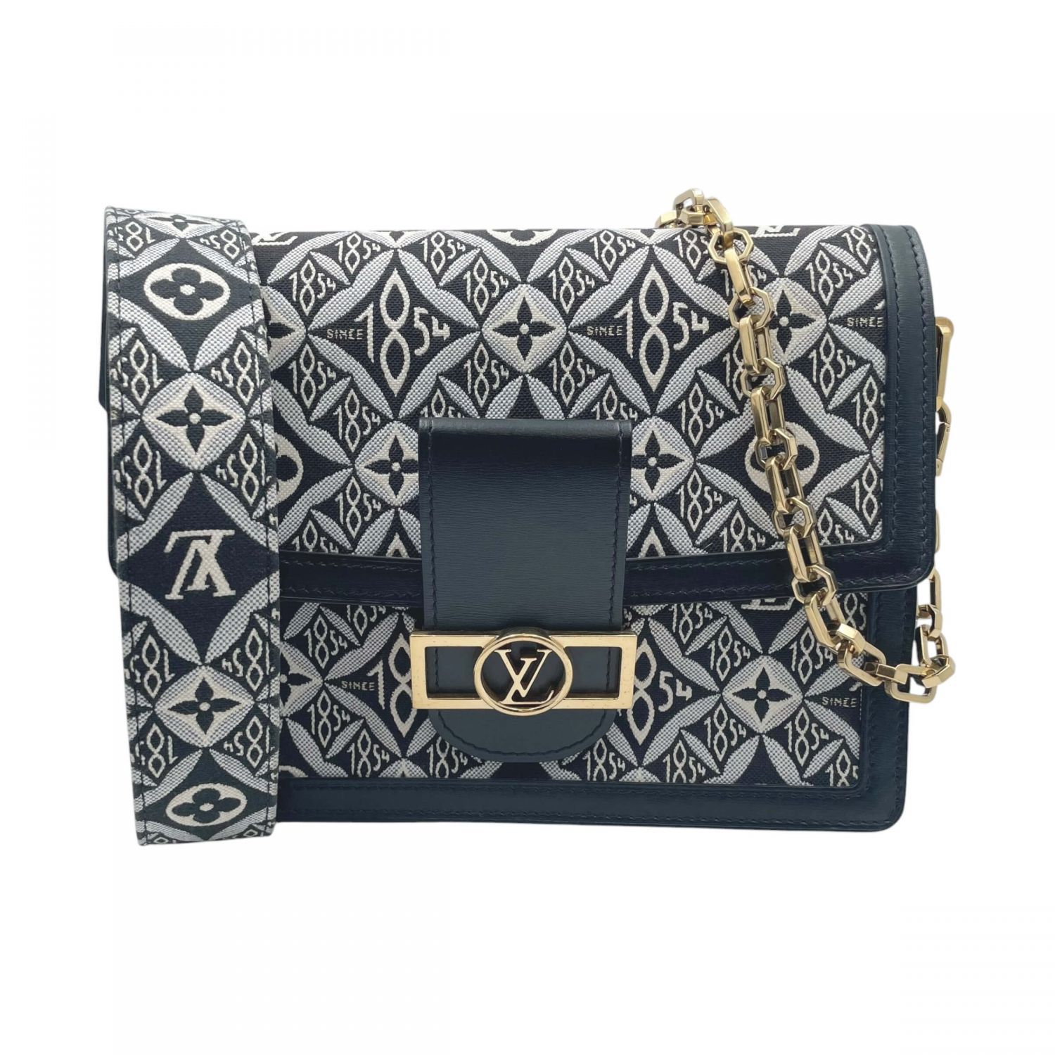 【中古】 LOUIS VUITTON ルイ・ヴィトン M57211 SINCE1854 ドーフィーヌMM ショルダーバッグ モノグラム キャンバス×レザー ジャガード ブラック 26007186 SA