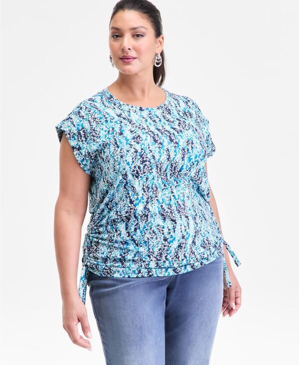 アイエヌシー インターナショナル コンセプト レディース トップス シャツ プリント INC International Concepts Womens PrintedrawstringSide TopXS3X Claire Spots Bl 7,485円