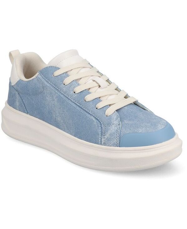 ジュルネ コレクション レディース シューズ スニーカー レース Journee Collection Womens Meeya Casual LaceUp Sneakers Denim デニム