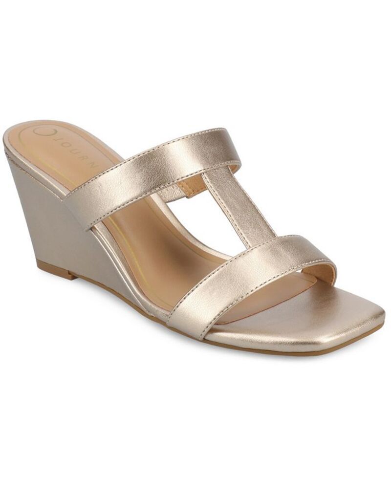 ジュルネ コレクション レディース シューズ サンダル Journee Collection Womens Clodie Dressy Wedge Sandals Champagne シャンパン