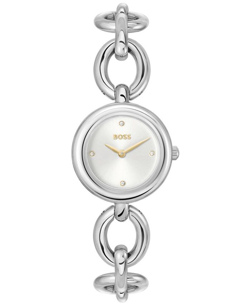 ヒューゴボス レディース アクセサリー 腕時計 Tシャツ Hugo Boss Womens Live Quartz Slim SilverTone StainlessSteel Watch 28mm Silvertone シルバー