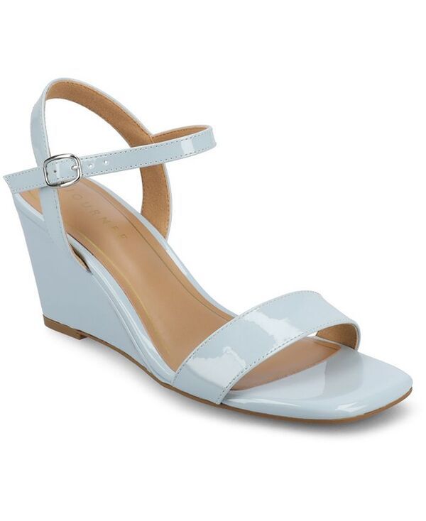 ジュルネ コレクション レディース シューズ サンダル アンクル Journee Collection Womens Clayr Ankle Strap Wedge Sandals Blue Patent ブルー