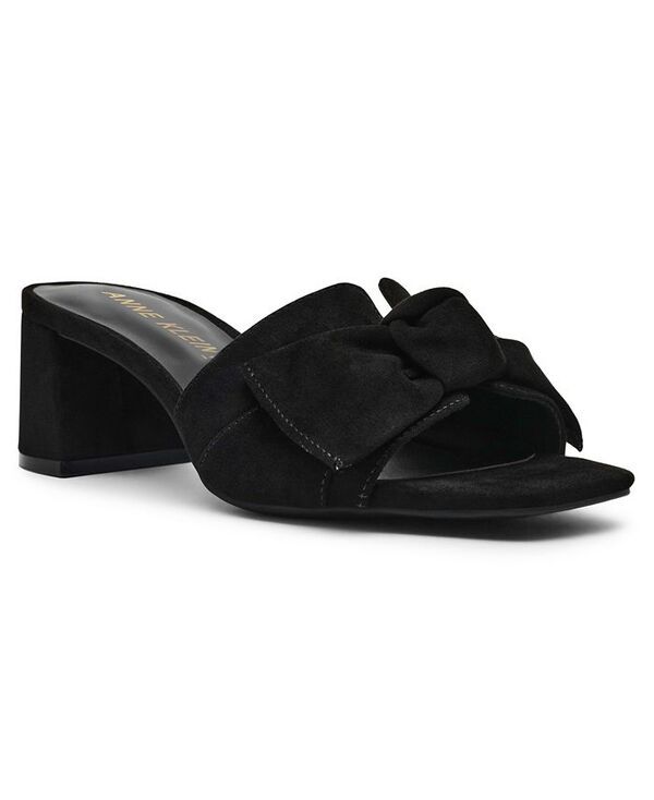 アンクライン レディース シューズ サンダル ヒール Anne Klein Womens Kizmet Knot Block Heel Dress Sandals Black Suede ブラック